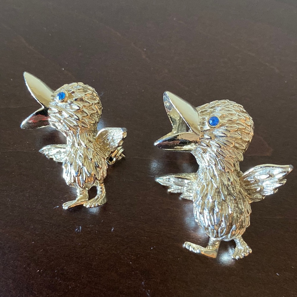 Pair of Vintage Gerrys Goldtone Baby Chick/Duckling Brooches